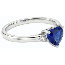 Gold Heart Solitaire Natural Blue Sapphire Ring 1 Carat