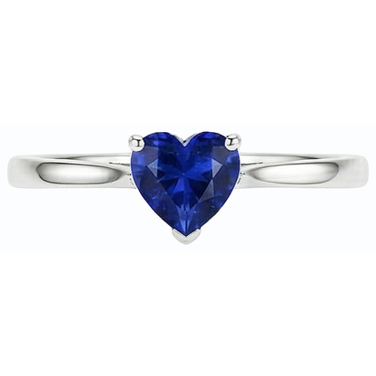 Gold Heart Solitaire Natural Blue Sapphire Ring 1 Carat