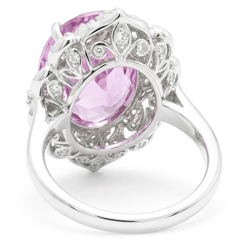 Gold Kunzite Natural Earth Mined Diamond Ring