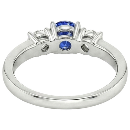 Gold Natural Earth Mined Diamond Anniversary Ring Round Ceylon Sapphire & 2 Carats