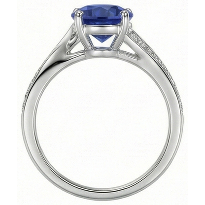 natural round sapphire 3ct ring on white background