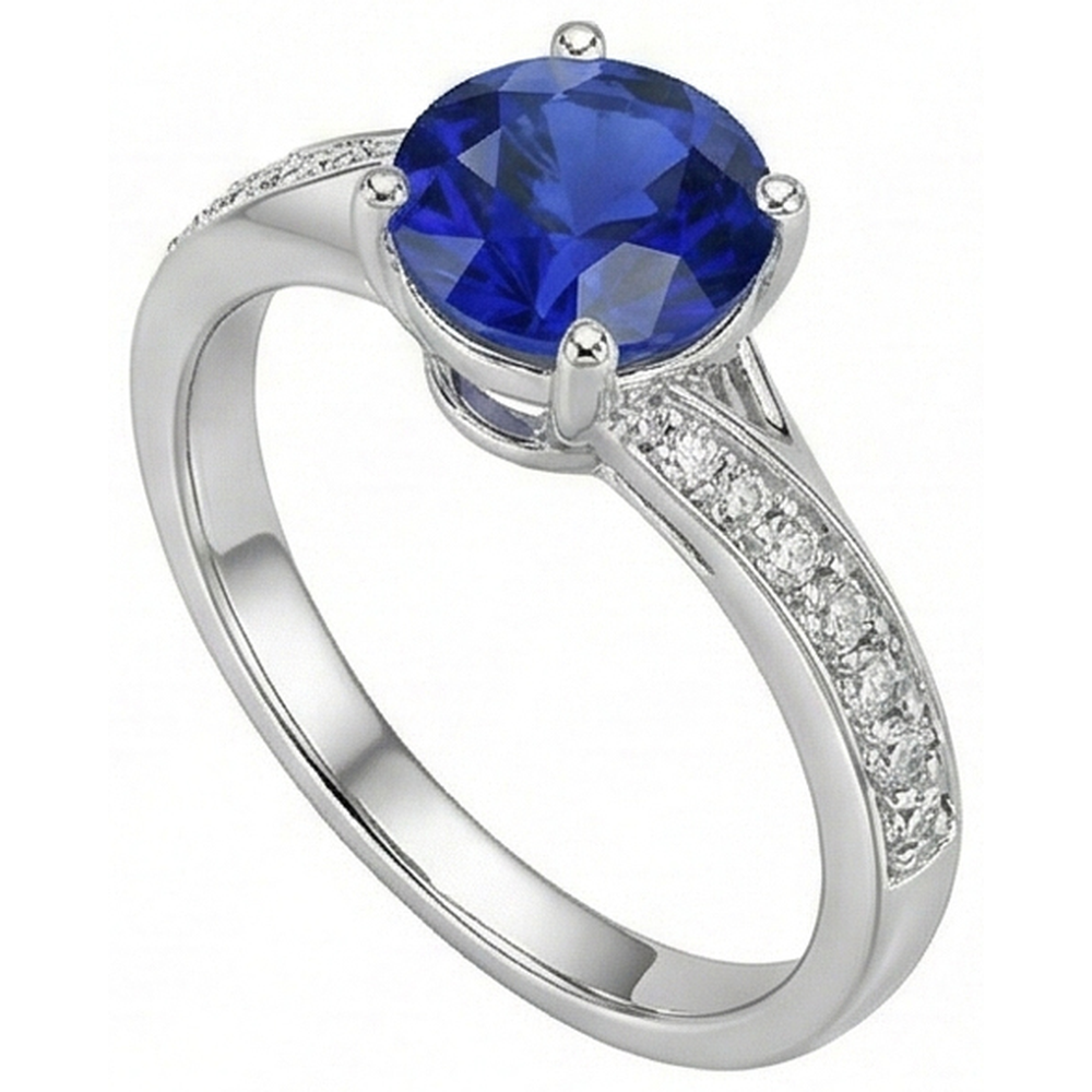 natural round sapphire 3ct ring close up detail