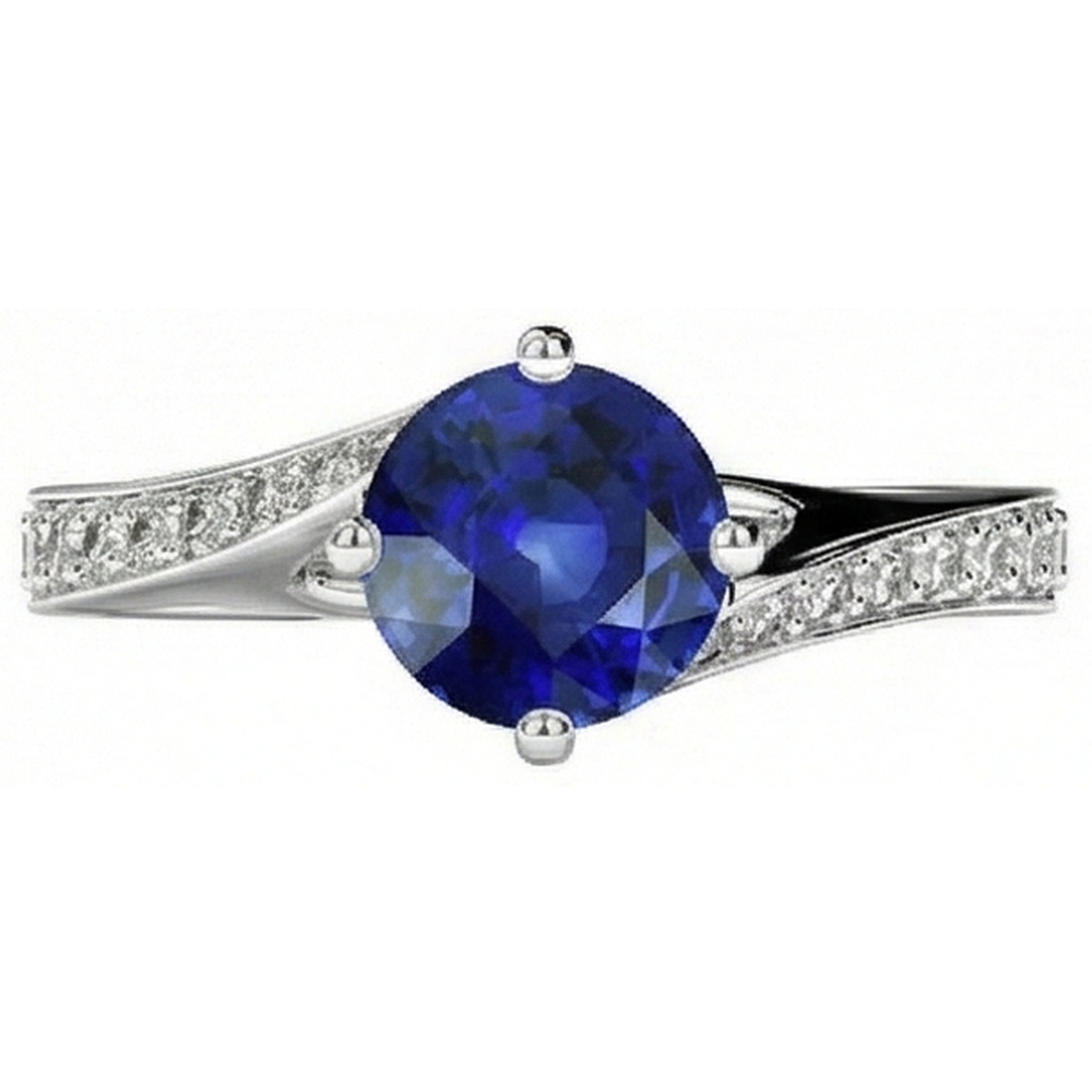 natural round sapphire 3ct ring top view
