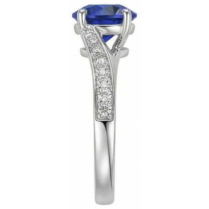 natural round sapphire 3ct ring profile view
