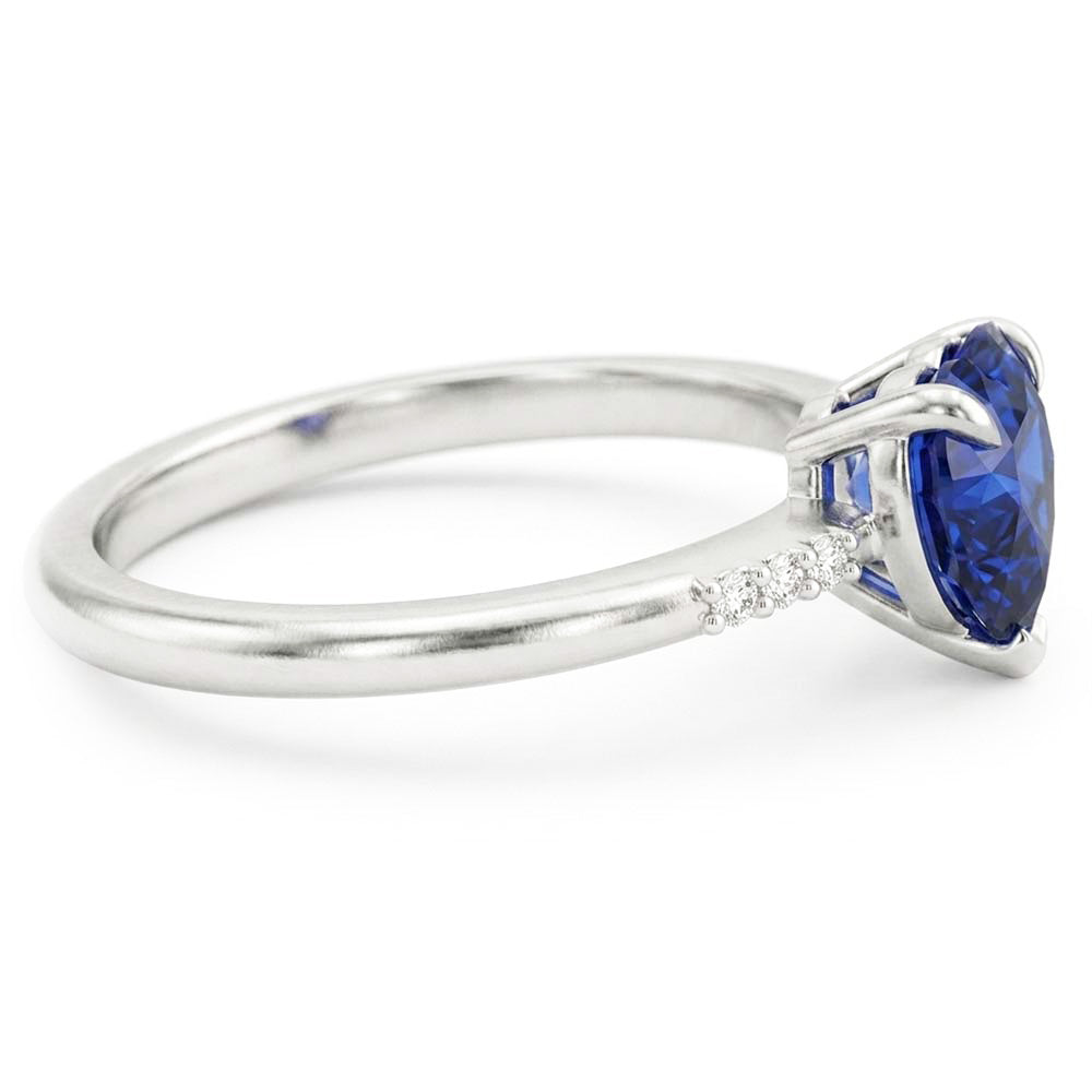 Gold Natural Earth Mined Diamond Gemstone Heart Ceylon Sapphire Ring Prong Set 1.75 Carats