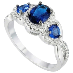 Gold Natural Earth Mined Diamond Jewelry Halo Blue Sapphires Engagement Ring 5 Carats New