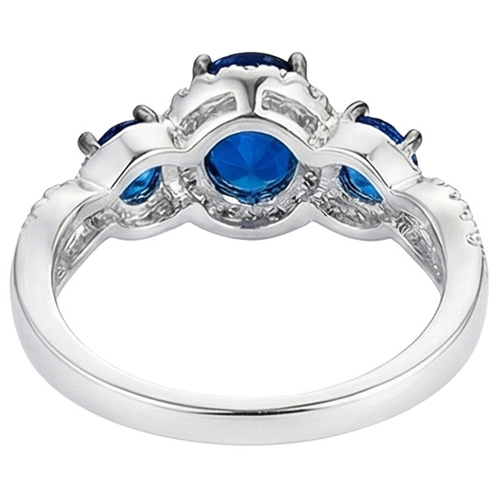 Gold Natural Earth Mined Diamond Jewelry Halo Blue Sapphires Engagement Ring 5 Carats New