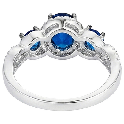 Gold Natural Earth Mined Diamond Jewelry Halo Blue Sapphires Engagement Ring 5 Carats New