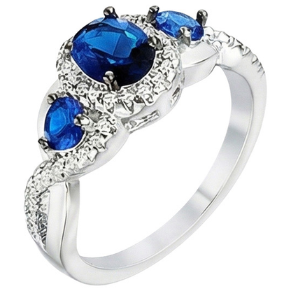 Gold Natural Earth Mined Diamond Jewelry Halo Blue Sapphires Engagement Ring 5 Carats New