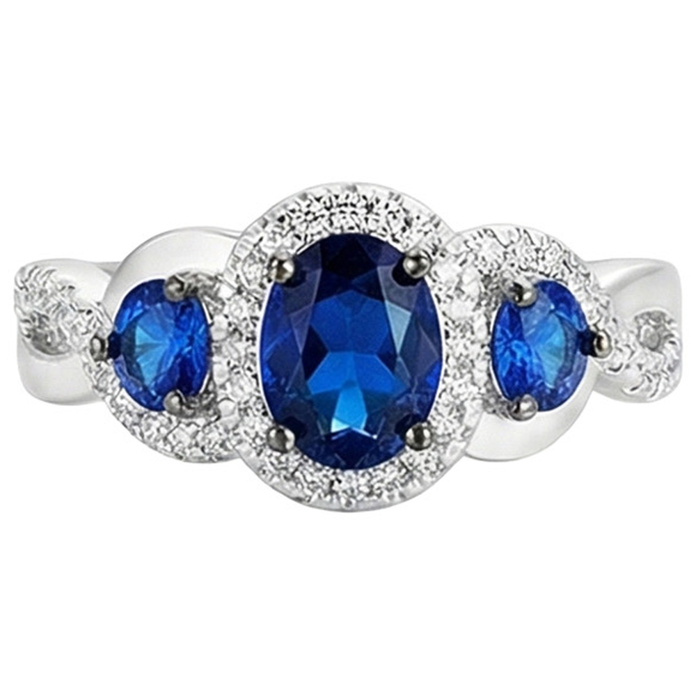 Gold Natural Earth Mined Diamond Jewelry Halo Blue Sapphires Engagement Ring 5 Carats New