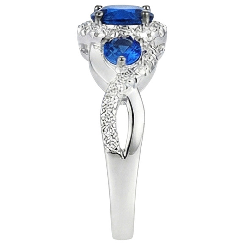 Gold Natural Earth Mined Diamond Jewelry Halo Blue Sapphires Engagement Ring 5 Carats New