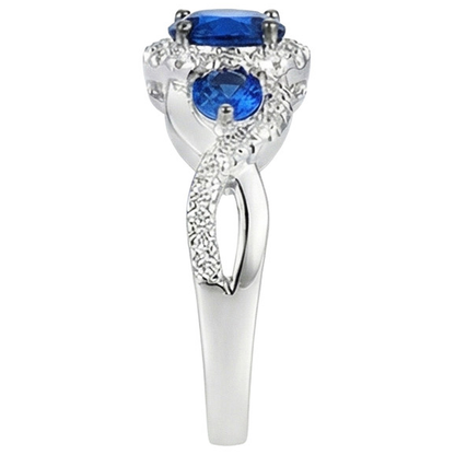 Gold Natural Earth Mined Diamond Jewelry Halo Blue Sapphires Engagement Ring 5 Carats New