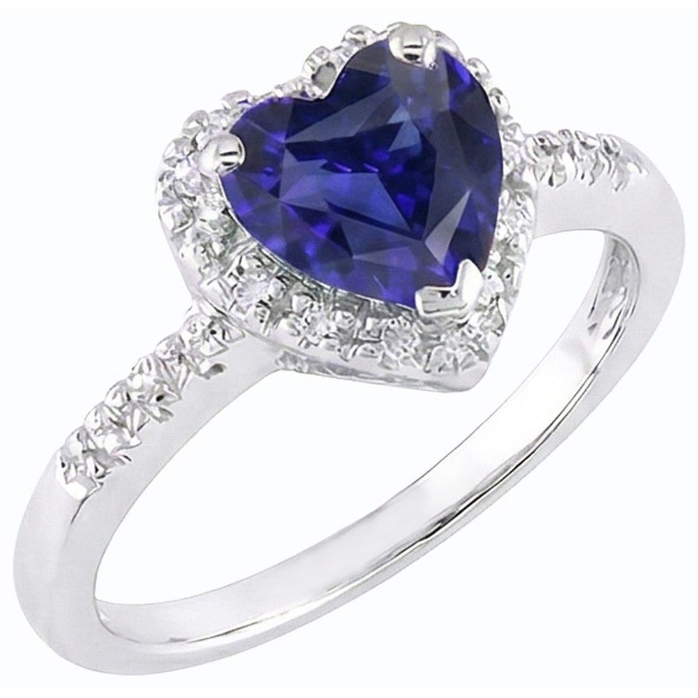Gold Natural Earth Mined Diamond Jewelry Halo Heart Sri Lankan Sapphire Ring 3.50 Carats