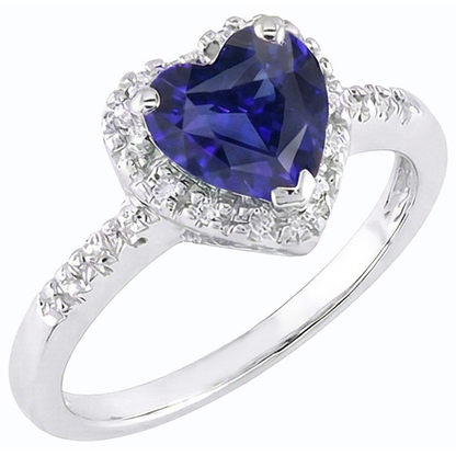 Gold Natural Earth Mined Diamond Jewelry Halo Heart Sri Lankan Sapphire Ring 3.50 Carats