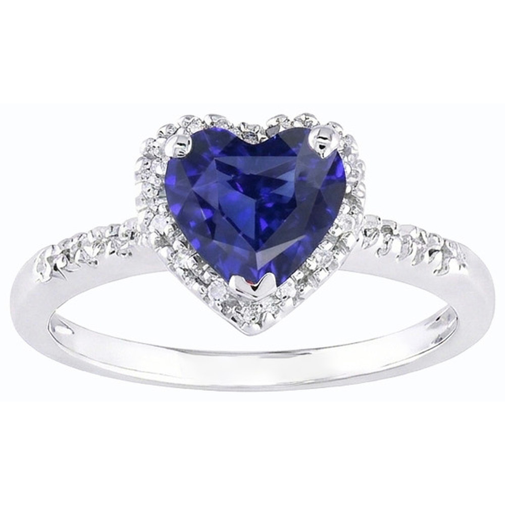 Gold Natural Earth Mined Diamond Jewelry Halo Heart Sri Lankan Sapphire Ring 3.50 Carats