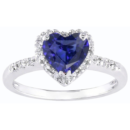 Gold Natural Earth Mined Diamond Jewelry Halo Heart Sri Lankan Sapphire Ring 3.50 Carats