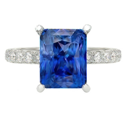 Gold Natural Earth Mined Diamond Ring 3 Carats Prong Set Ceylon Sapphire Gemstone Jewelry