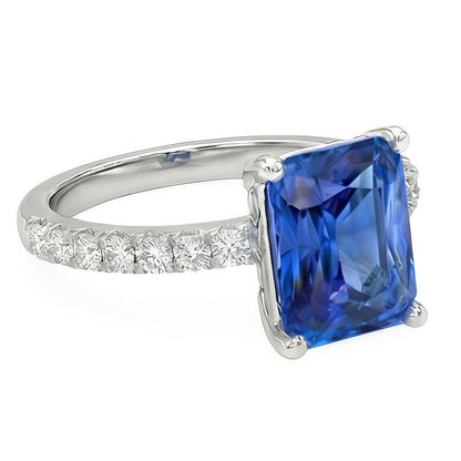 Gold Natural Earth Mined Diamond Ring 3 Carats Prong Set Ceylon Sapphire Gemstone Jewelry