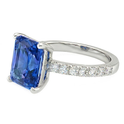 Gold Natural Earth Mined Diamond Ring 3 Carats Prong Set Ceylon Sapphire Gemstone Jewelry
