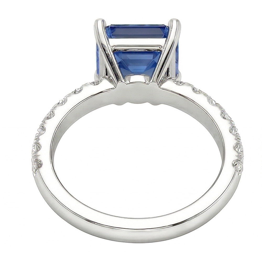Gold Natural Earth Mined Diamond Ring 3 Carats Prong Set Ceylon Sapphire Gemstone Jewelry