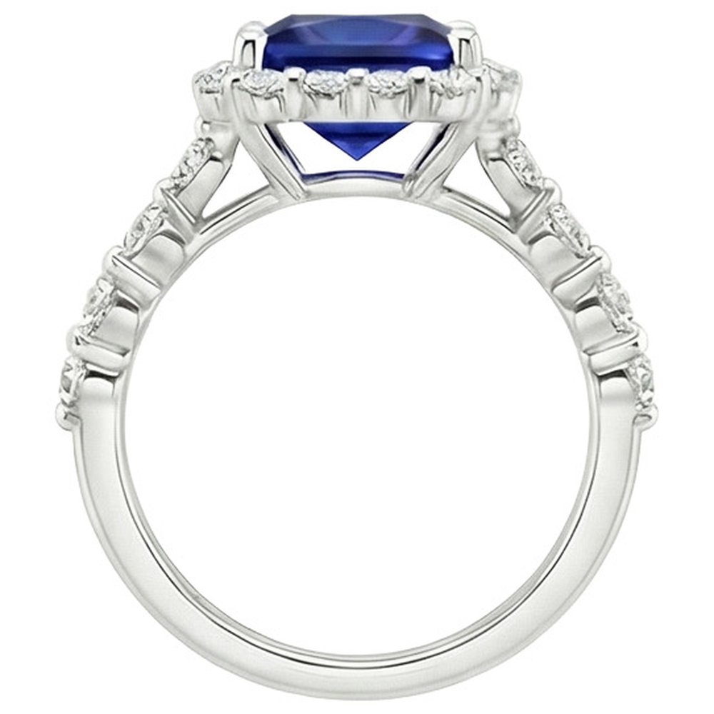 natural round sapphire 6.25ct ring on white background