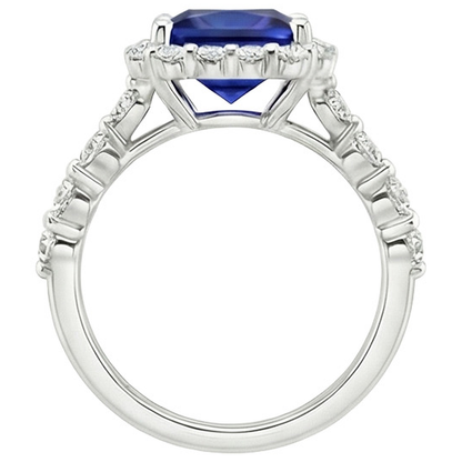 natural round sapphire 6.25ct ring on white background