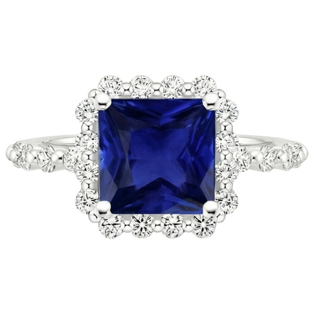 natural round sapphire 6.25ct ring profile view