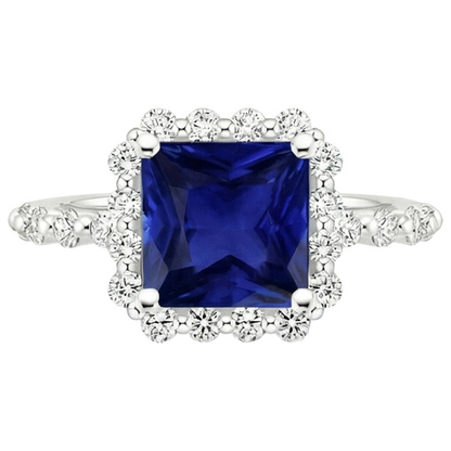 natural round sapphire 6.25ct ring profile view