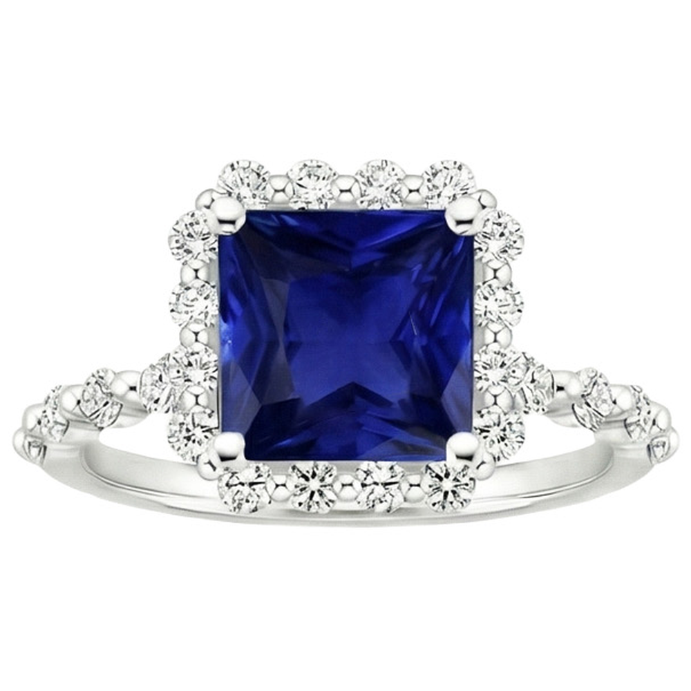 natural round sapphire 6.25ct ring close up detail