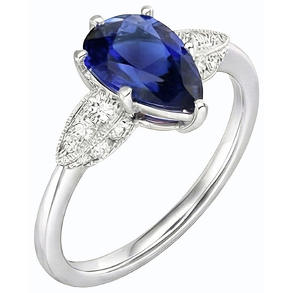 Gold Natural Earth Mined Diamond Ring Pear Cut Srilanka 3.50 Carats