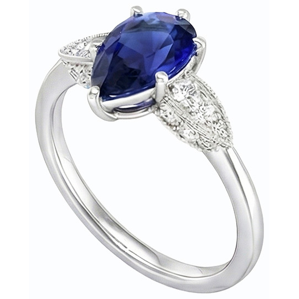 Gold Natural Earth Mined Diamond Ring Pear Cut Srilanka 3.50 Carats