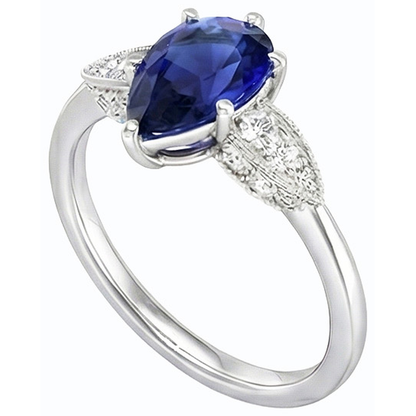 Gold Natural Earth Mined Diamond Ring Pear Cut Srilanka 3.50 Carats