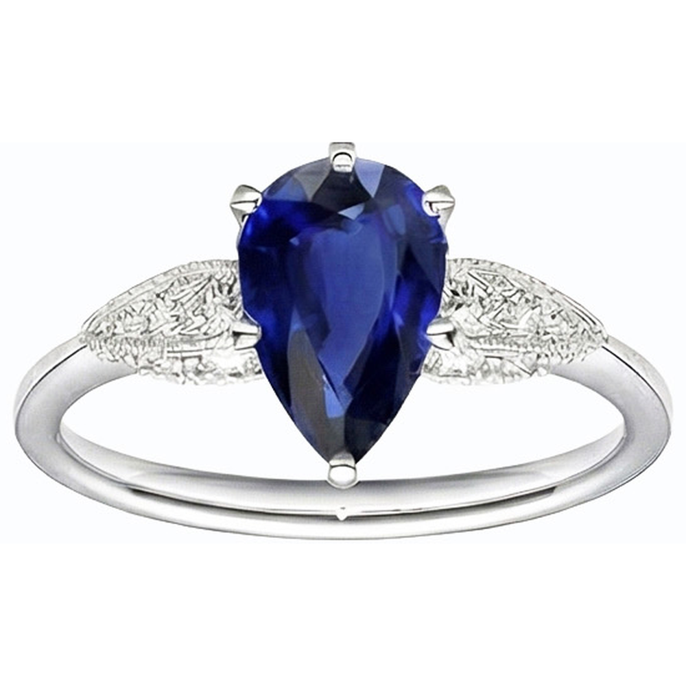 Gold Natural Earth Mined Diamond Ring Pear Cut Srilanka 3.50 Carats