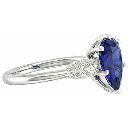 Gold Natural Earth Mined Diamond Ring Pear Cut Srilanka 3.50 Carats