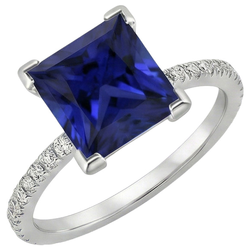 Natural Sapphire Ring 5.50ct - White Gold 14K