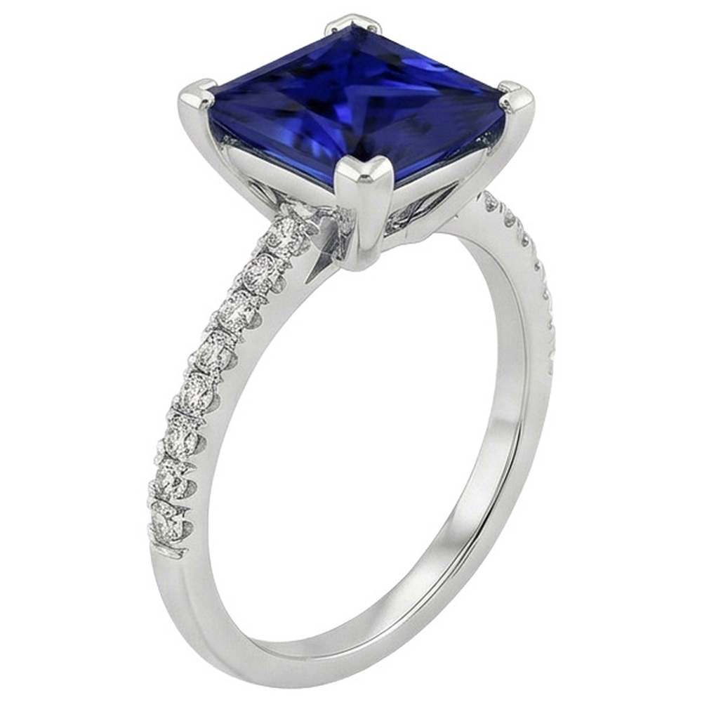 natural round sapphire 5.50ct ring profile view