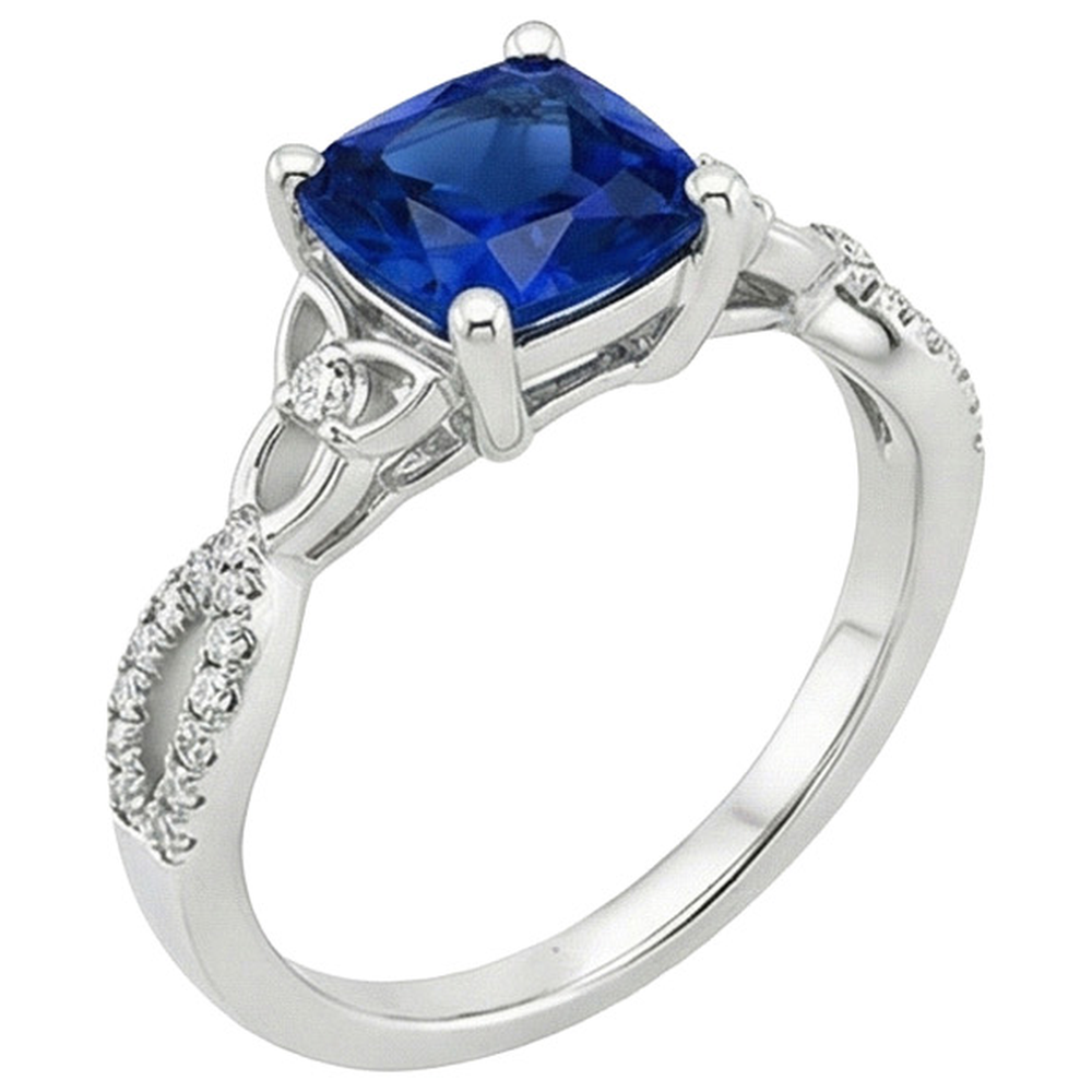 Gold Natural Earth Mined Diamond Ring Sri Lankan Sapphire With Accents 2.75 Carats New