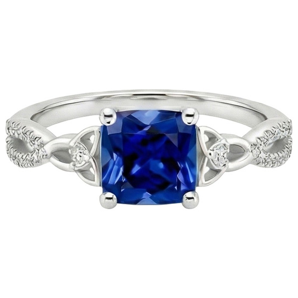 Gold Natural Earth Mined Diamond Ring Sri Lankan Sapphire With Accents 2.75 Carats New