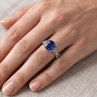 Gold Natural Earth Mined Diamond Ring Sri Lankan Sapphire With Accents 2.75 Carats New