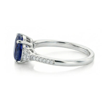 Gold Natural Earth Mined Diamond & Oval Sapphire Gemstone Ring 4 Carats Women's Jewelry