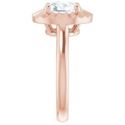 natural round diamond 3ct ring profile view