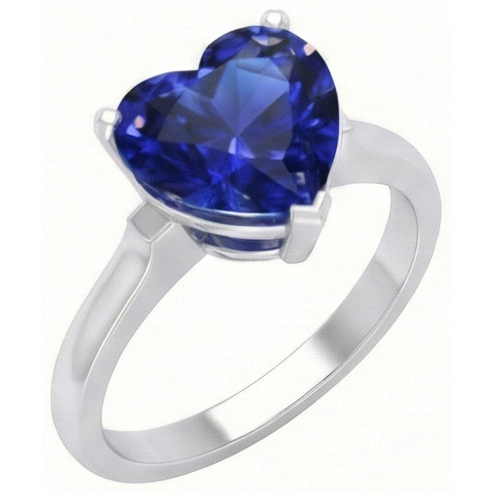 Natural Real ( Not Lab Grown )  Gold Solitaire Blue Sapphire Ring Prong Set 2 Carats Ladies Jewelry