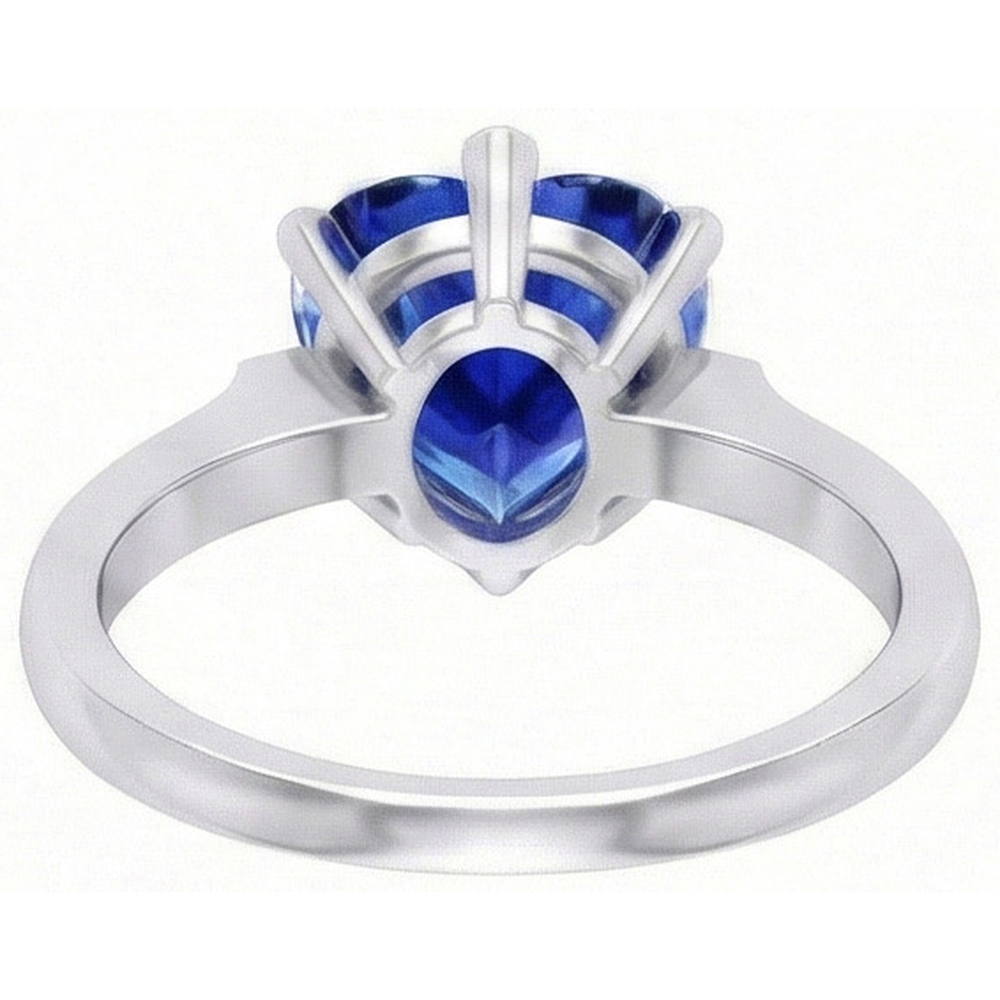 Natural Real ( Not Lab Grown )  Gold Solitaire Blue Sapphire Ring Prong Set 2 Carats Ladies Jewelry