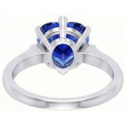 Natural Real ( Not Lab Grown )  Gold Solitaire Blue Sapphire Ring Prong Set 2 Carats Ladies Jewelry