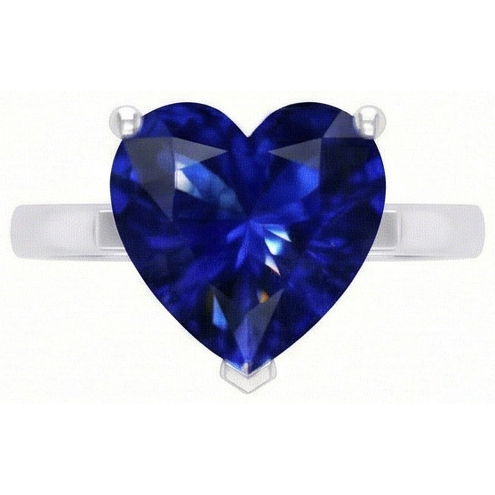 Natural Real ( Not Lab Grown )  Gold Solitaire Blue Sapphire Ring Prong Set 2 Carats Ladies Jewelry