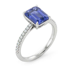 Gold Solitaire Emerald Sapphire Ring With Accents Natural Earth Mined Diamonds 3.50 Carats