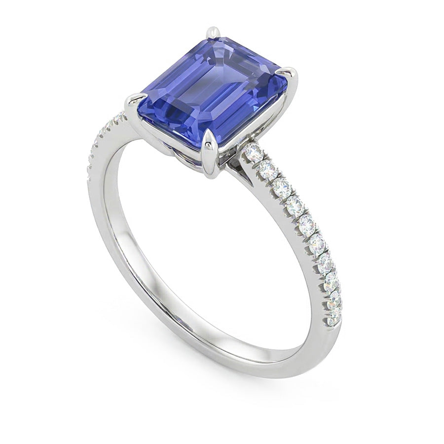 Gold Solitaire Emerald Sapphire Ring With Accents Natural Earth Mined Diamonds 3.50 Carats