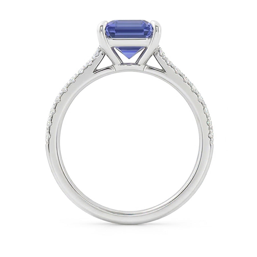 Gold Solitaire Emerald Sapphire Ring With Accents Natural Earth Mined Diamonds 3.50 Carats