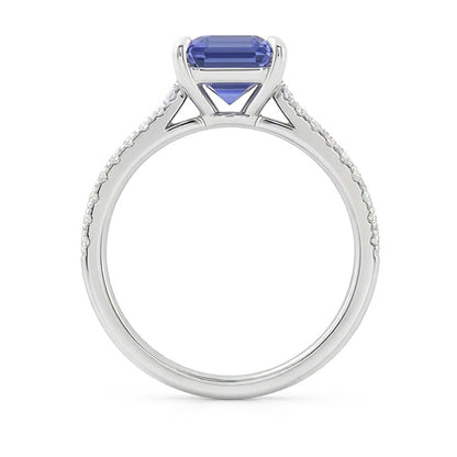 Gold Solitaire Emerald Sapphire Ring With Accents Natural Earth Mined Diamonds 3.50 Carats