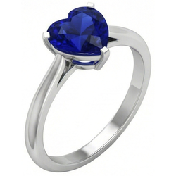 Natural Real ( Not Lab Grown )  Gold Solitaire Heart Sri Lankan Sapphire Ring Prong Set 2 Carats